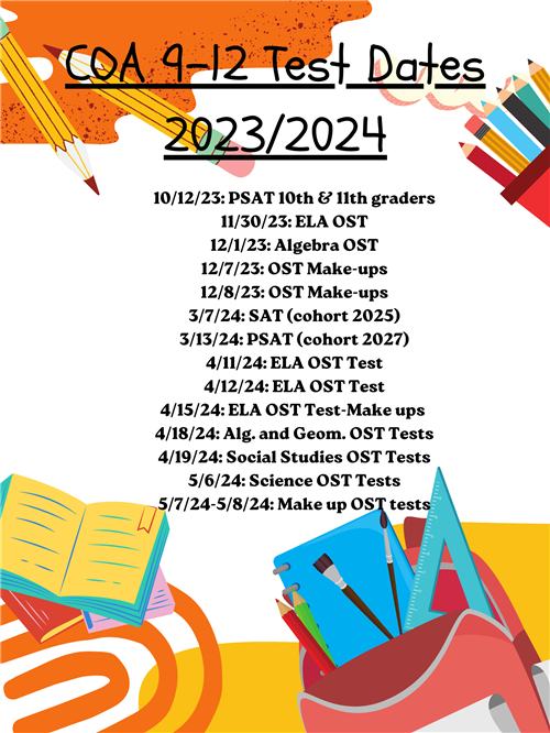 2023/2024 Testing Dates